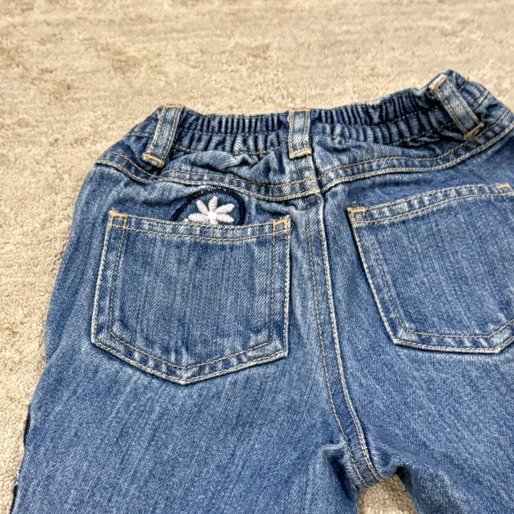 Baby Gap Jeans Girls 6-12 Months Embroidered Floral Patches Denim '02 Y2K VTG